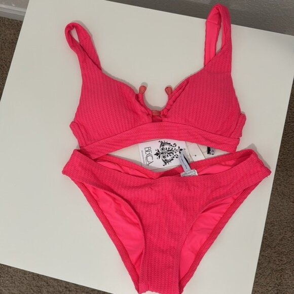 BECCA Swim textured fuchsia two-piece bikini – NWT (Size M) - Picture 1 of 7